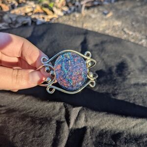 Elegant Silver and Blue Dichroic Glass Women's Bracelet